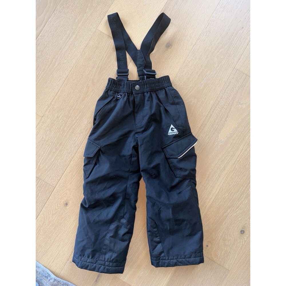 Youth Boys Girls XS 5-6 GERRY Black Insulated Cargo Snow Ski Pants Bibs